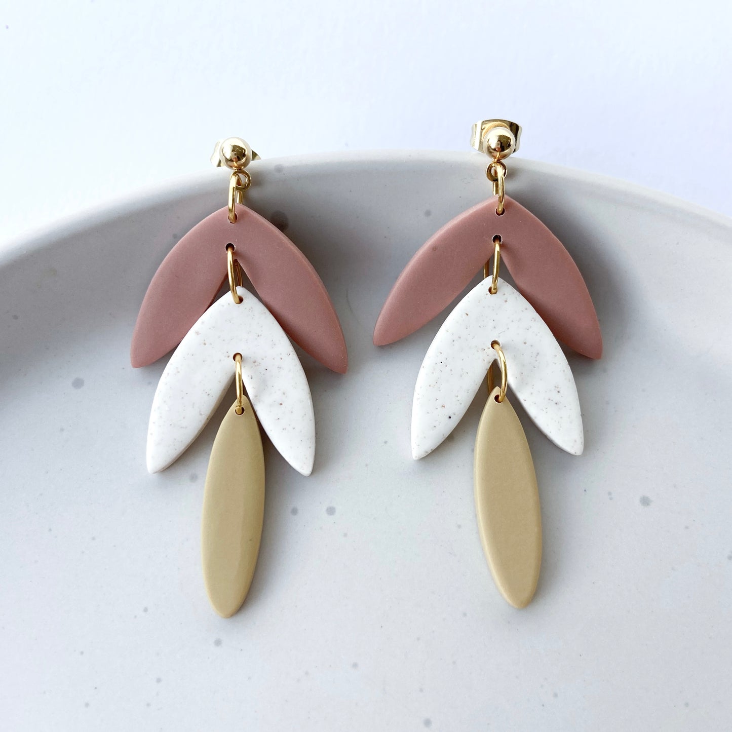 Leaf drop dangle statement earrings