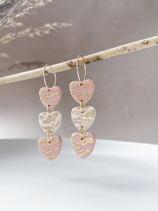 Triple heart dangle earrings