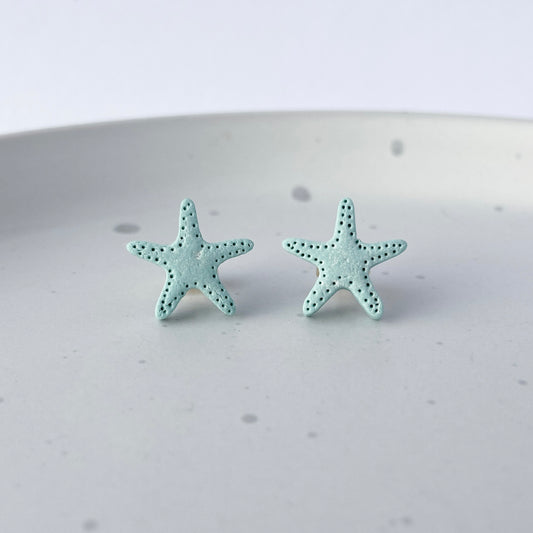 Starfish stud earrings (teal)