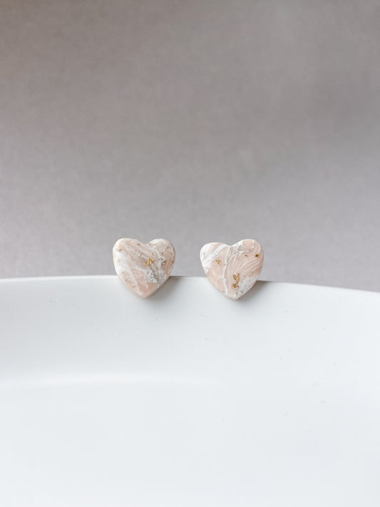 Marbled heart stud earrings