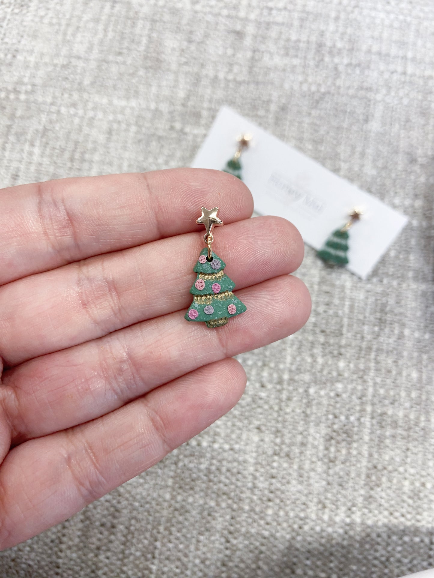 Christmas tree dangle earrings